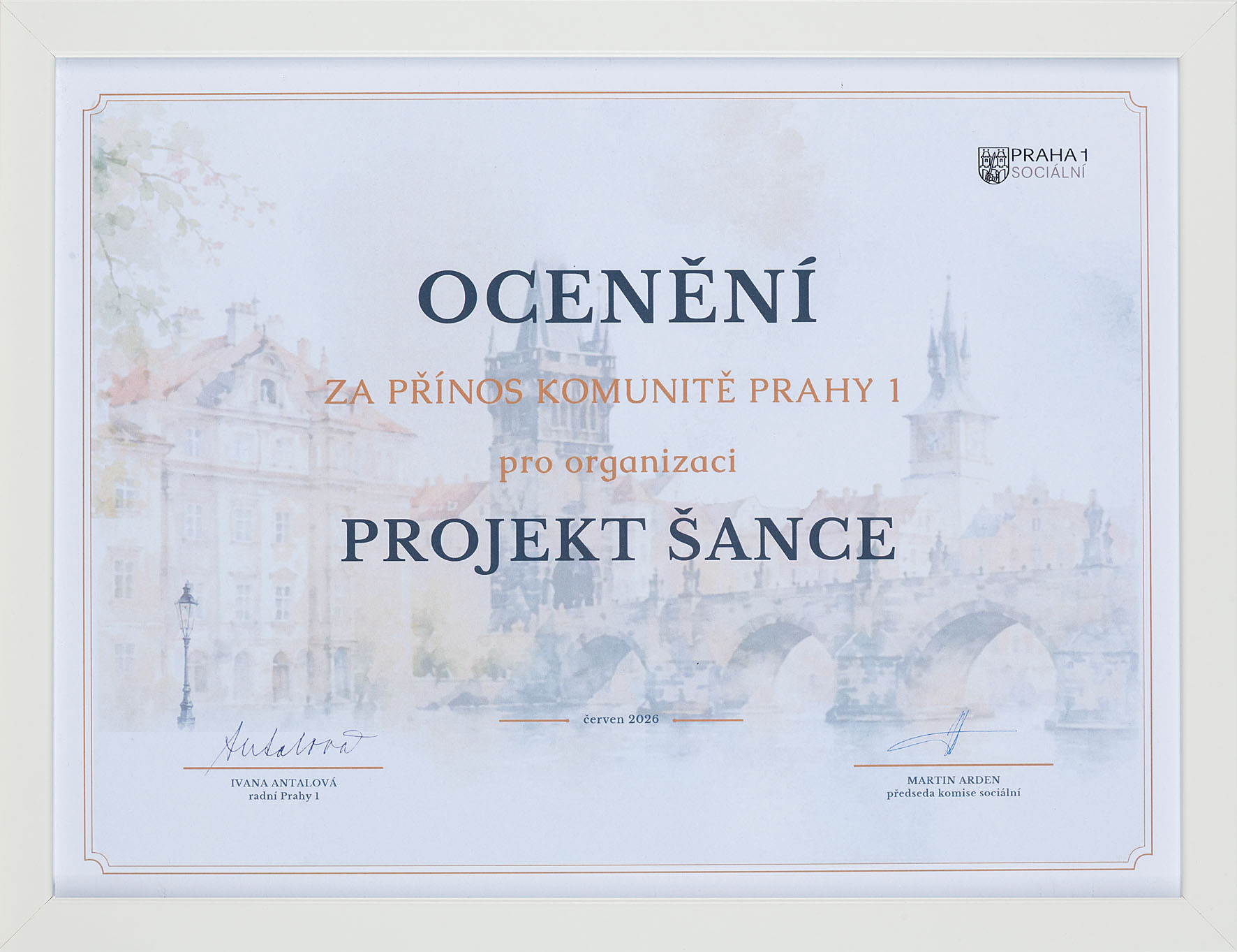 projekt sance oceneni praha 1