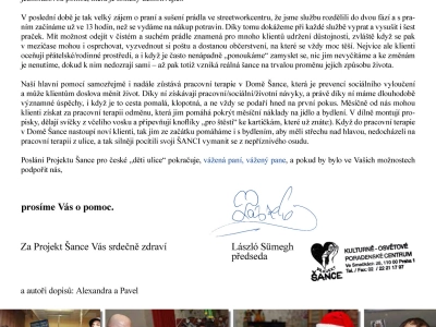 Poslání/práce Projektu Šance pokračují