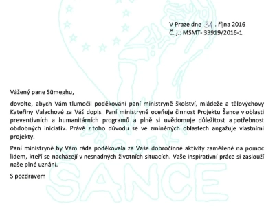 Ocenění Projektu Šance
