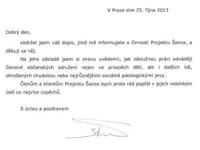Ocenění Projektu Šance
